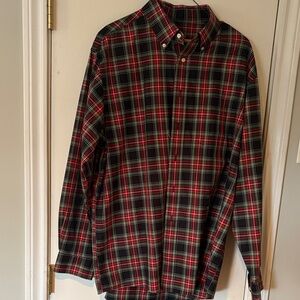 Jos. A. Bank Red and Black Plaid Casual Shirt